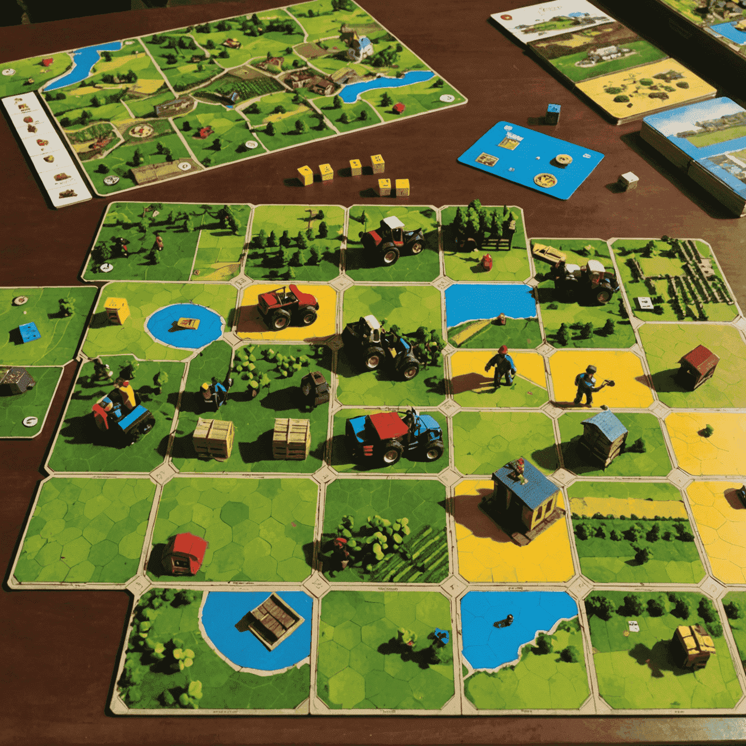 Caylus ve Viticulture gibi oyunlarda işçi yerleştirme mekaniklerini gösteren bir kolaj. Oyun tahtaları, işçi figürleri ve strateji unsurları görülüyor.