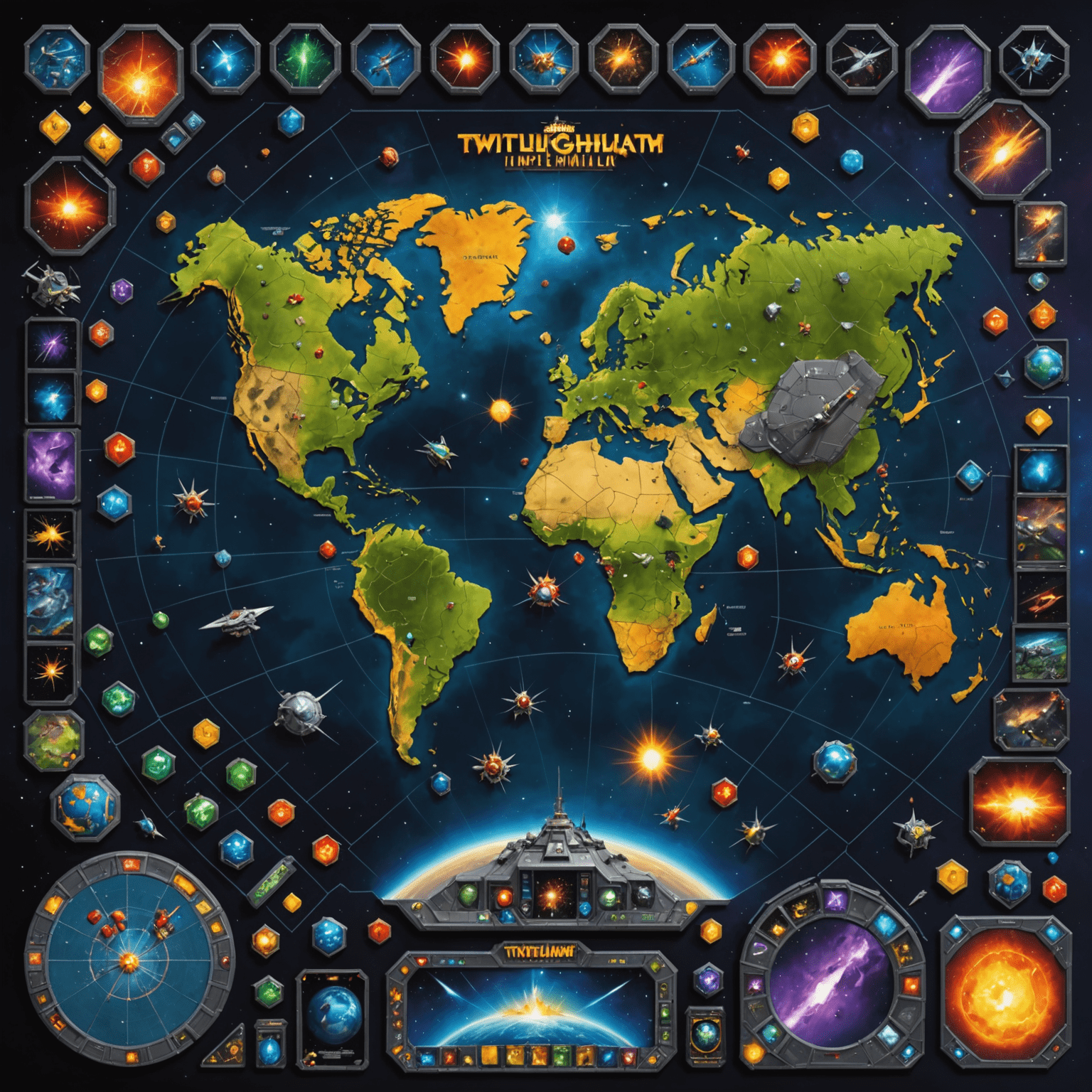 Twilight Imperium oyun kurulumu: Geniş bir uzay haritası, çeşitli uzay gemileri ve karmaşık oyun bileşenleri