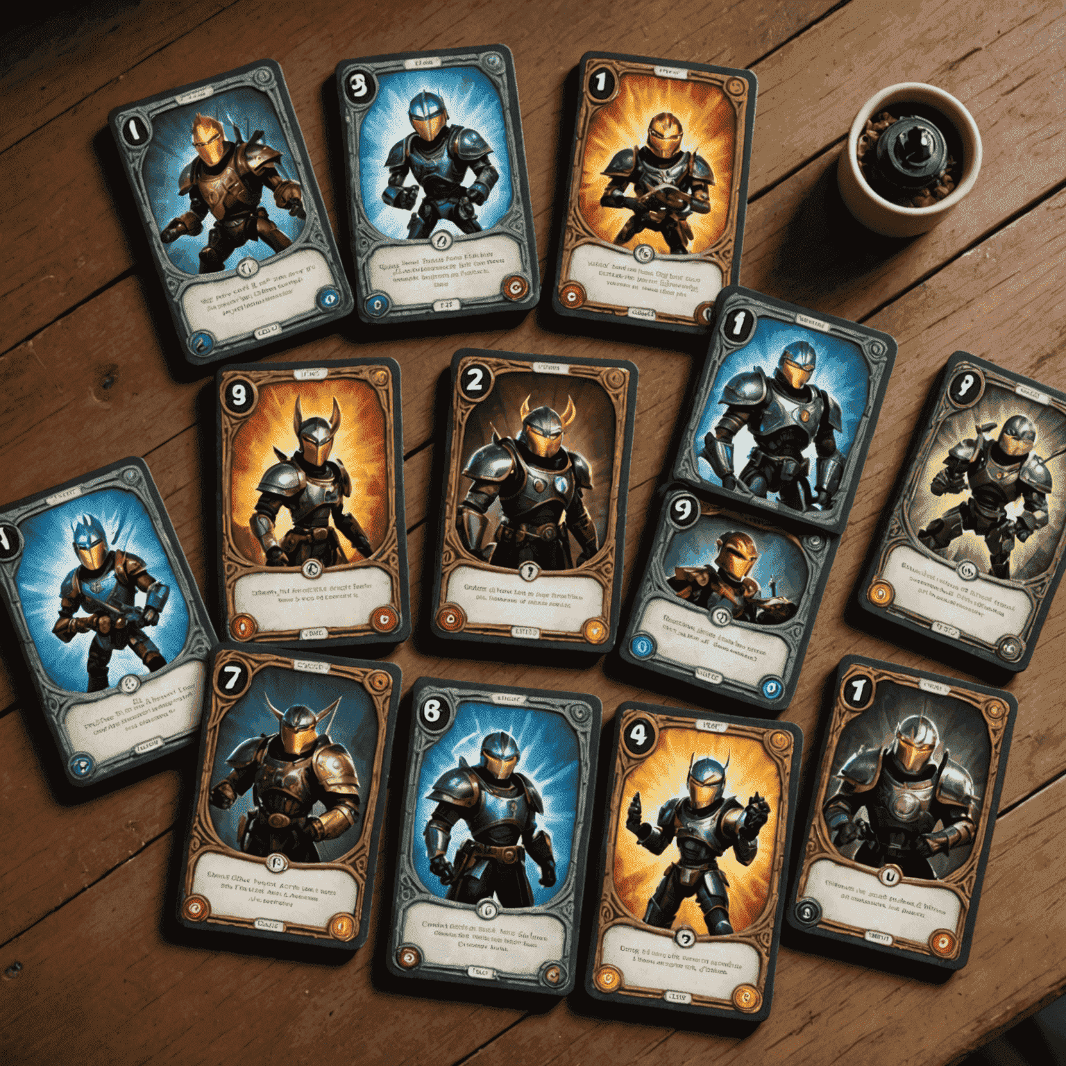 Dominion ve Clank! oyunlarından kart örnekleri yan yana dizilmiş, deste kurma stratejilerini gösteriyor.